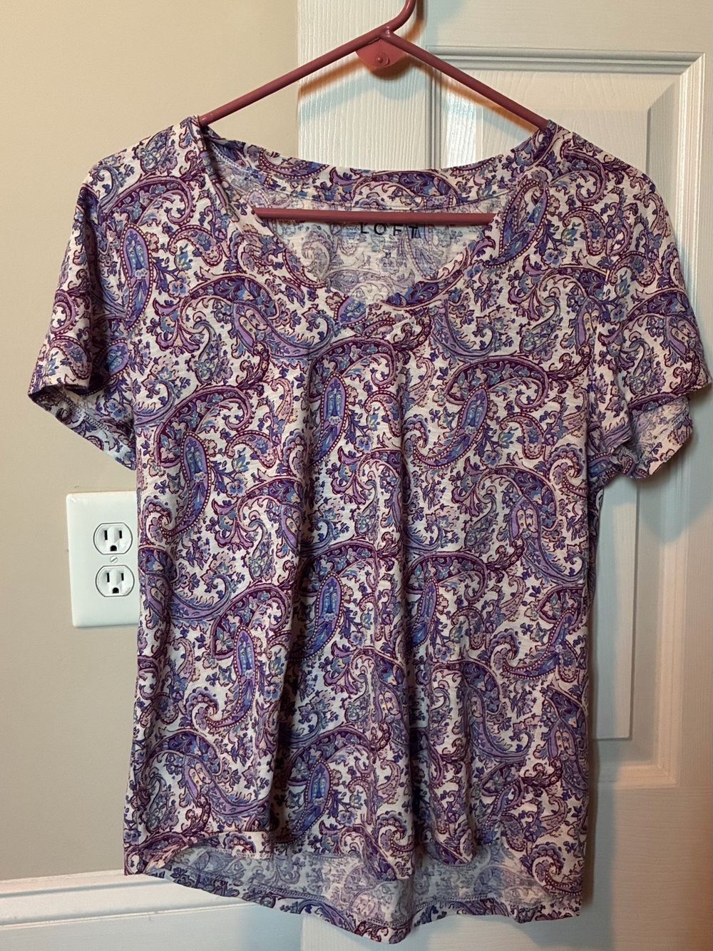 LOFT Purple Paisley Short Sleeve Tee